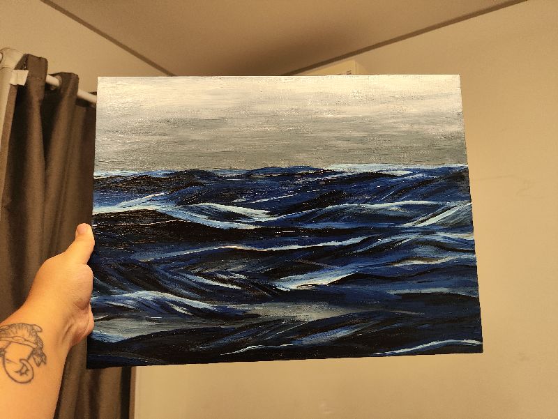 Rifa pintura em tela "Oceano" - 30 cm x 40 cm - Artista Caroline Laura - Artesarol
