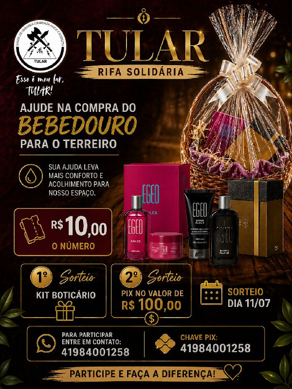 Ajude a TULAR: Rifa para Conquista do Bebedouro